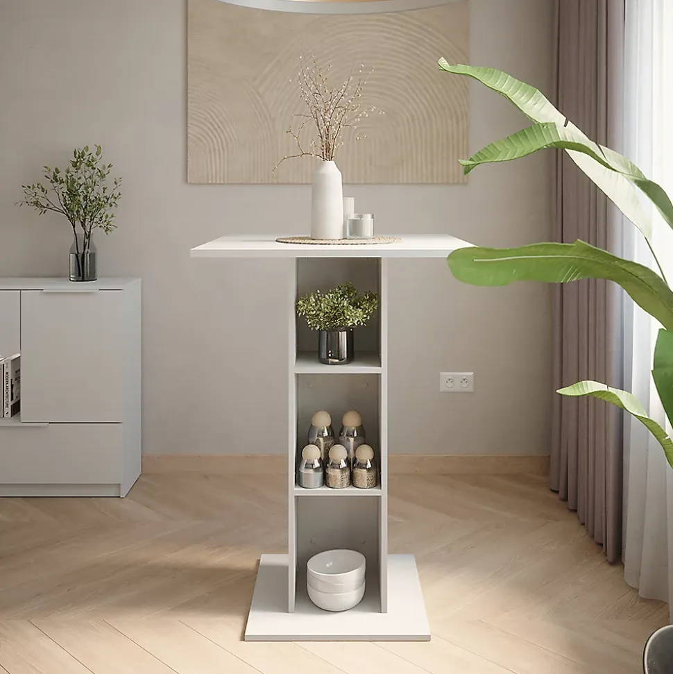 Vicco Table de bar Blanc 75x75cm