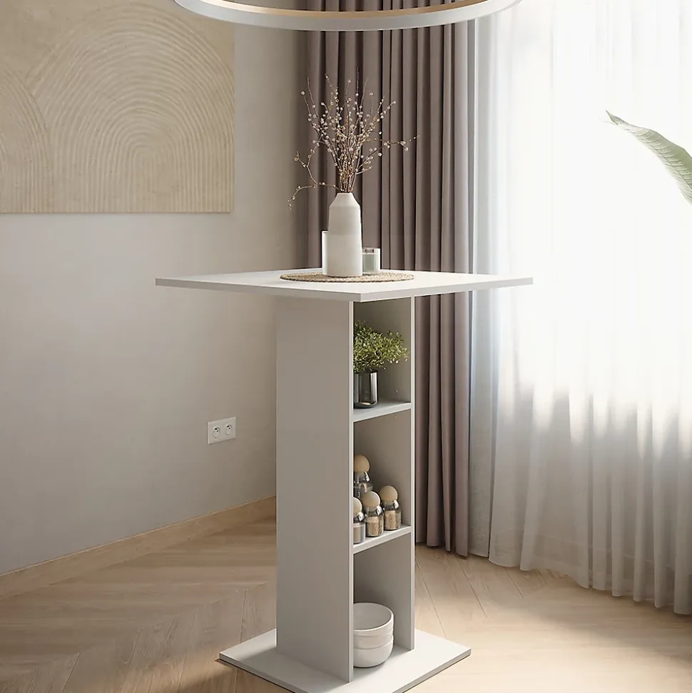 Vicco Table de bar Blanc 75x75cm