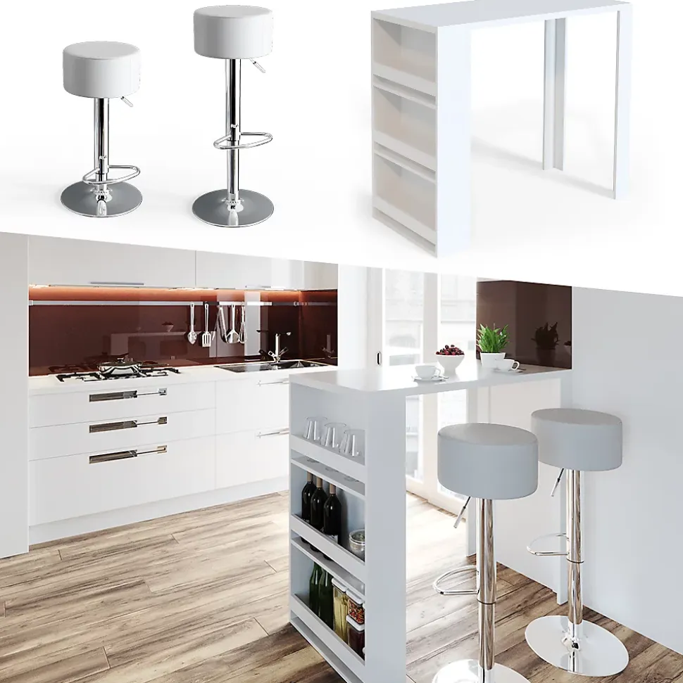 Vicco Table de bar Blanc 57x117cm