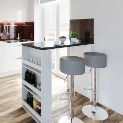 Vicco Table de bar Blanc 57x117cm avec 3 compartiments