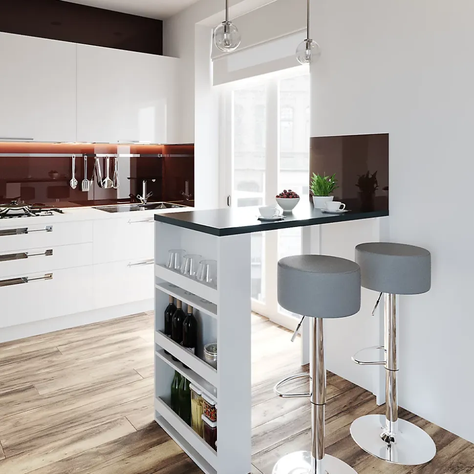 Vicco Table de bar Blanc 57x117cm avec 3 compartiments
