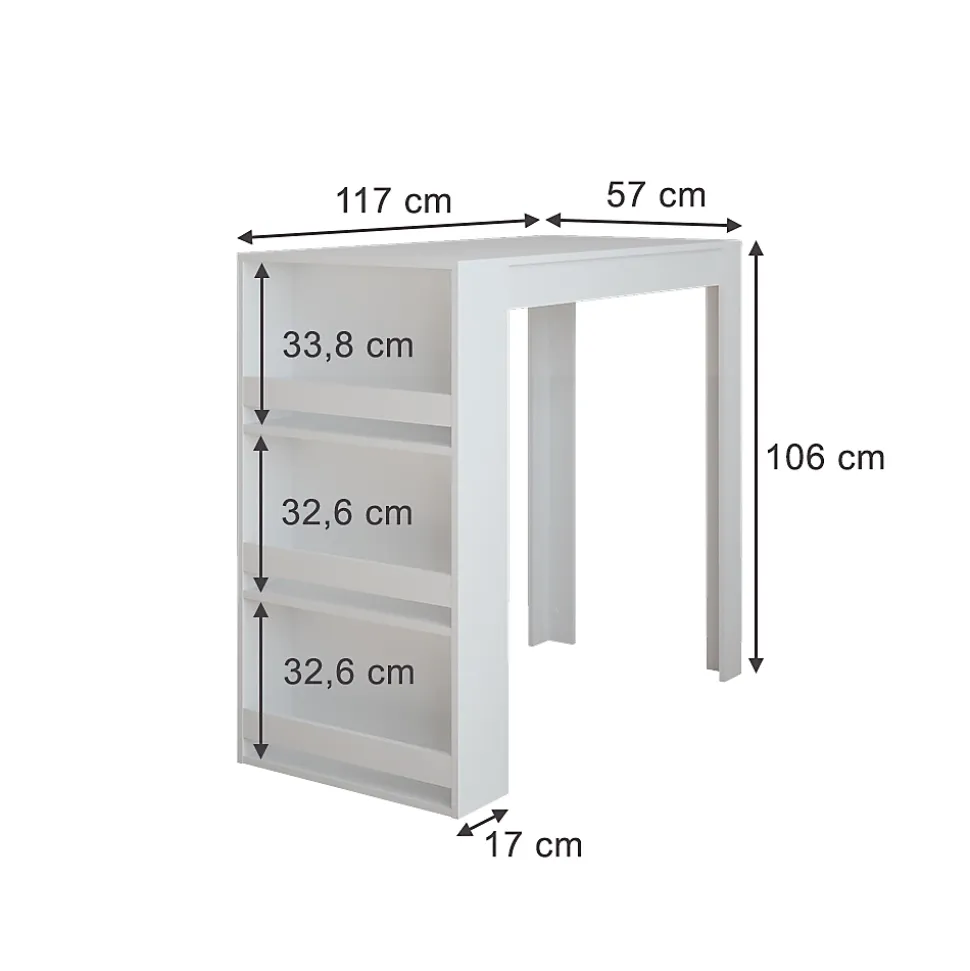 Vicco Table de bar Blanc 57x117cm