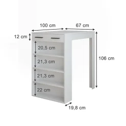 Vicco Table de bar Blanc 67x100cm