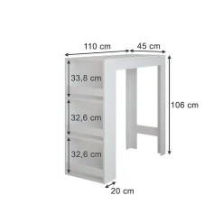 Vicco Table de bar Blanc 45x110cm