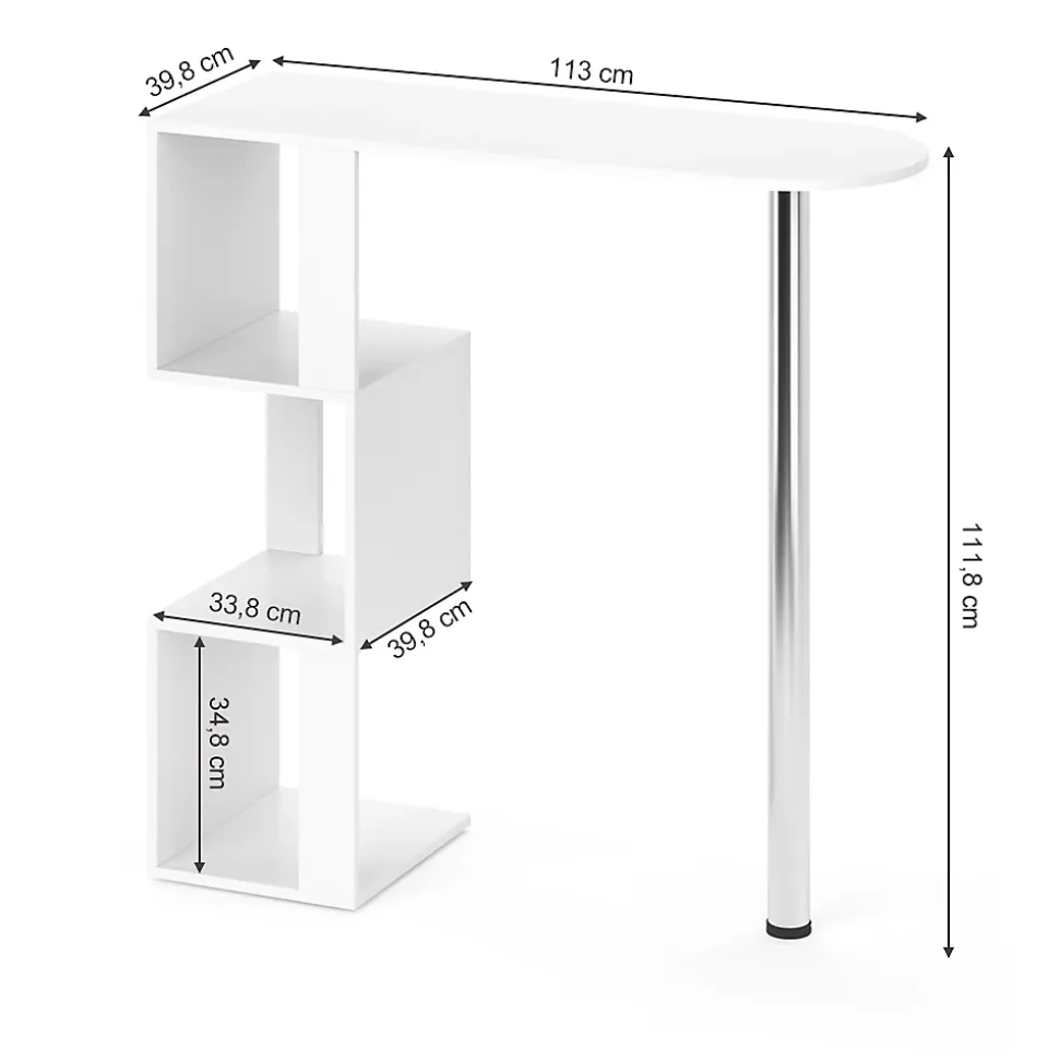 Vicco Table de bar Blanc 113x39.8cm