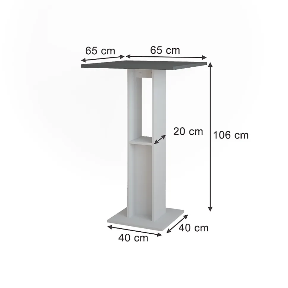 Vicco Table de bar blanc/anthracite 65x65cm Table de bar