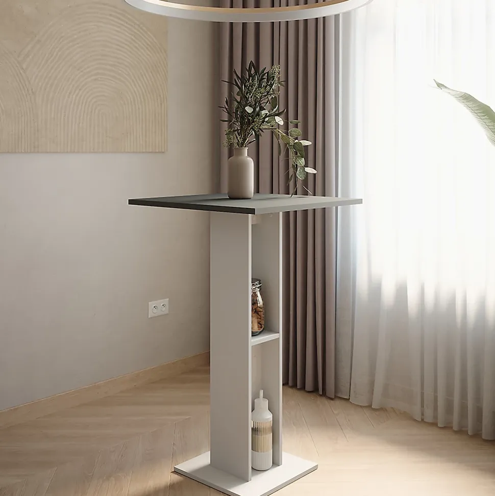 Vicco Table de bar blanc/anthracite 65x65cm Table de bar