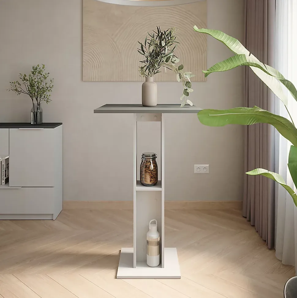Vicco Table de bar blanc/anthracite 65x65cm Table de bar