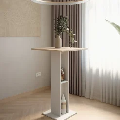 Vicco Table de bar Blanc/Sonoma 65x65cm