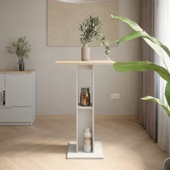 Vicco Table de bar Blanc/Sonoma 65x65cm