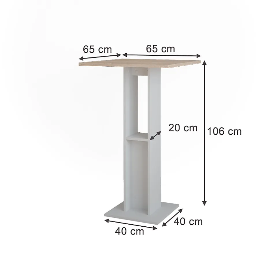 Vicco Table de bar Blanc/Sonoma 65x65cm