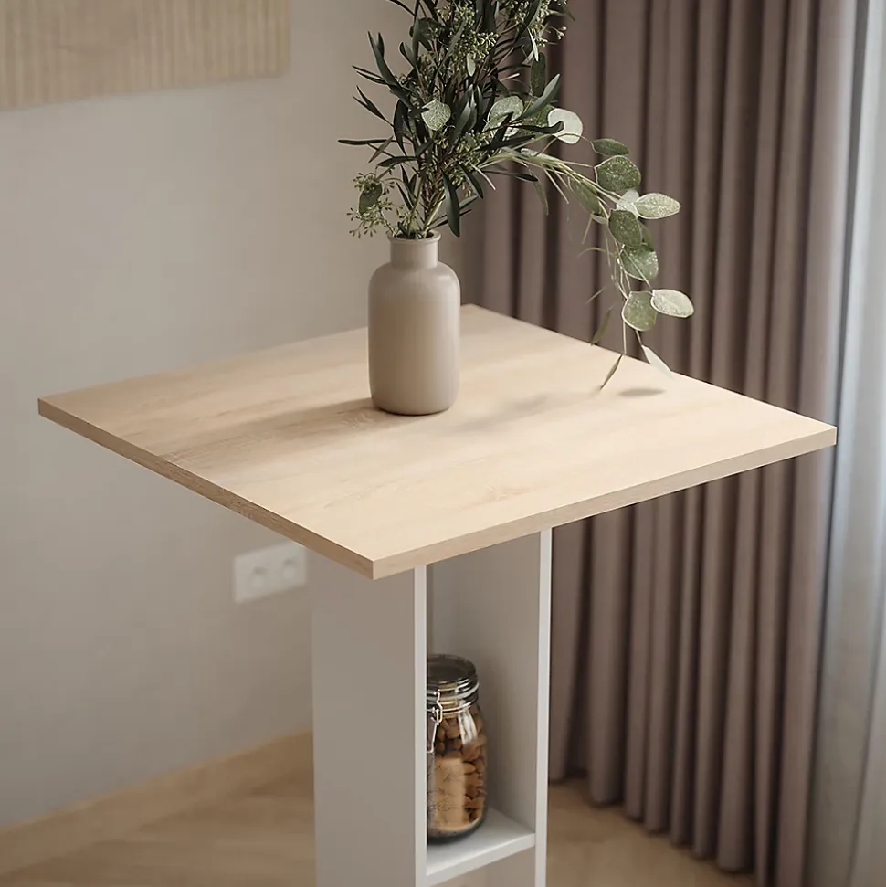 Vicco Table de bar Blanc/Sonoma 65x65cm