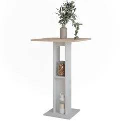 Vicco Table de bar Blanc/Sonoma 65x65cm