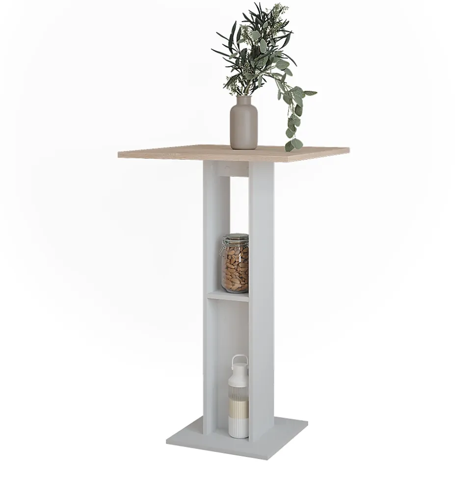 Vicco Table de bar Blanc/Sonoma 65x65cm