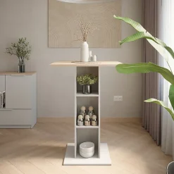 Vicco Table de bar Blanc/Sonoma 75x75cm