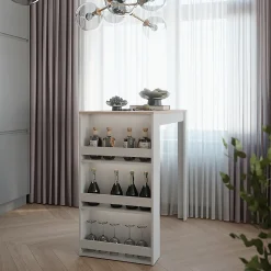 Vicco Table de bar Blanc/Sonoma 57x117cm