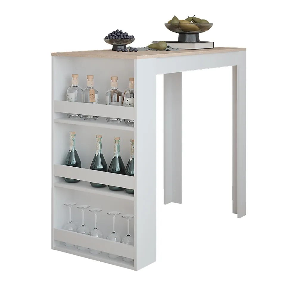 Vicco Table de bar Blanc/Sonoma 57x117cm