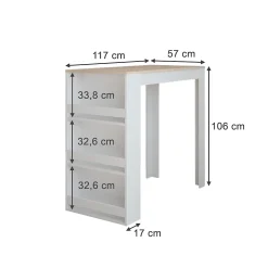 Vicco Table de bar Blanc/Sonoma 57x117cm