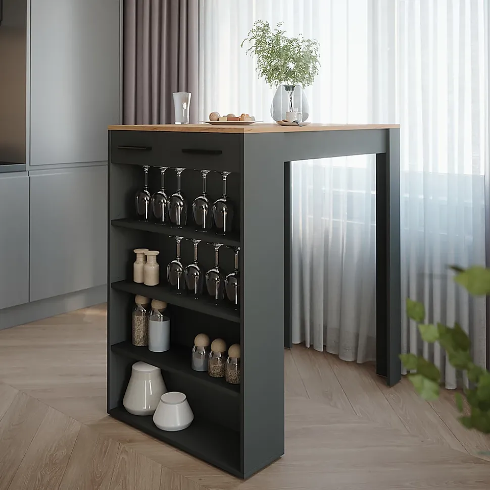 Vicco Table de bar Chêne doré/anthracite 67x100cm