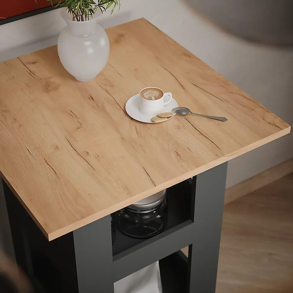 Vicco Table de bar Chêne doré/anthracite 65x65cm