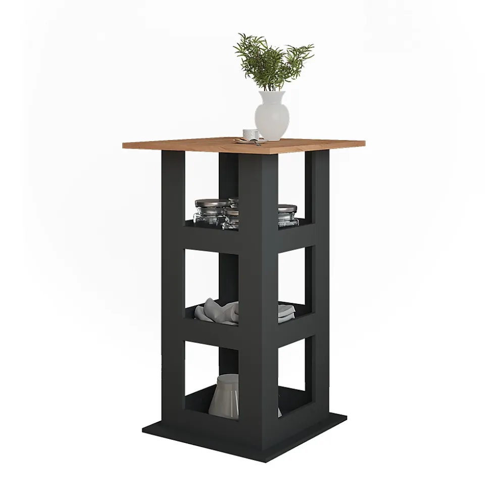 Vicco Table de bar Chêne doré/anthracite 65x65cm