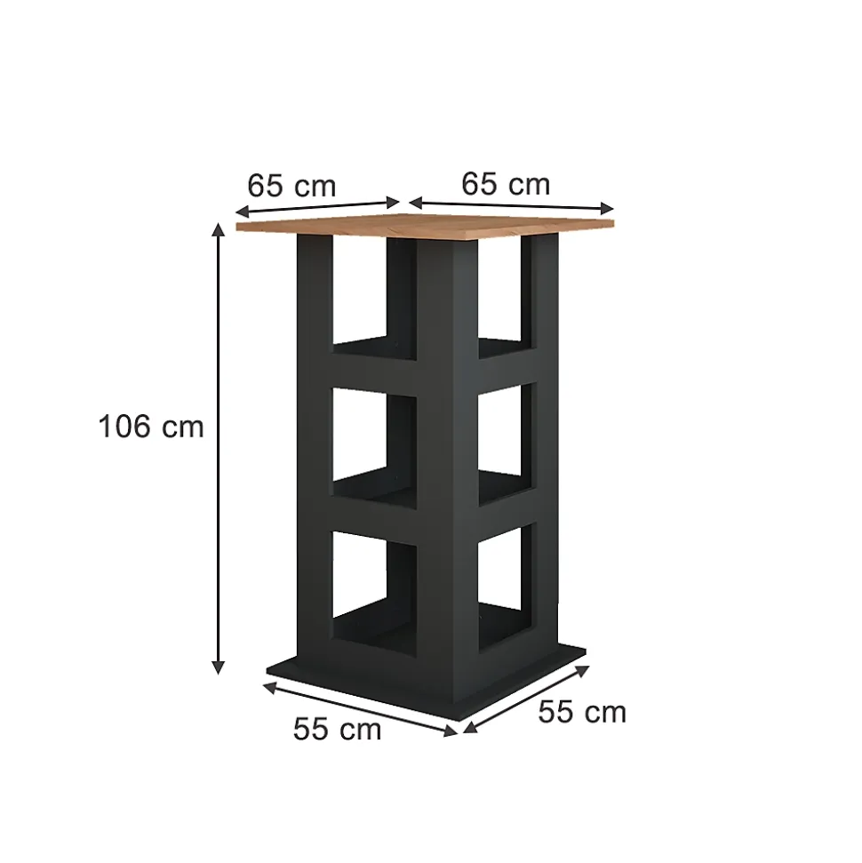 Vicco Table de bar Chêne doré/anthracite 65x65cm
