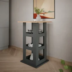 Vicco Table de bar Chêne doré/anthracite 65x65cm
