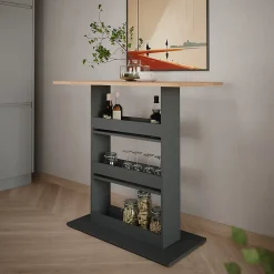 Vicco Table de bar Chêne doré/anthracite 110x55cm