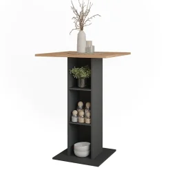 Vicco Table de bar Chêne doré/anthracite 75x75cm