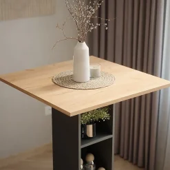 Vicco Table de bar Chêne doré/anthracite 75x75cm