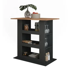 Vicco Table de bar Chêne doré/anthracite 110x65cm