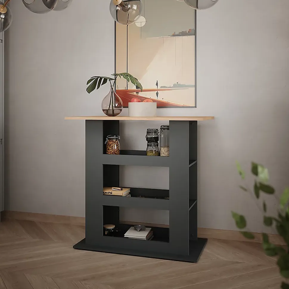 Vicco Table de bar Chêne doré/anthracite 110x65cm