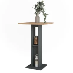 Vicco Table de bar Chêne doré/anthracite 65x65cm
