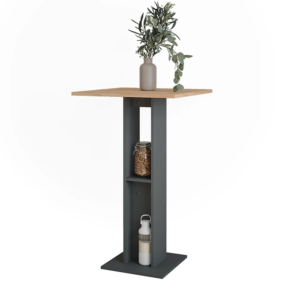 Vicco Table de bar Chêne doré/anthracite 65x65cm