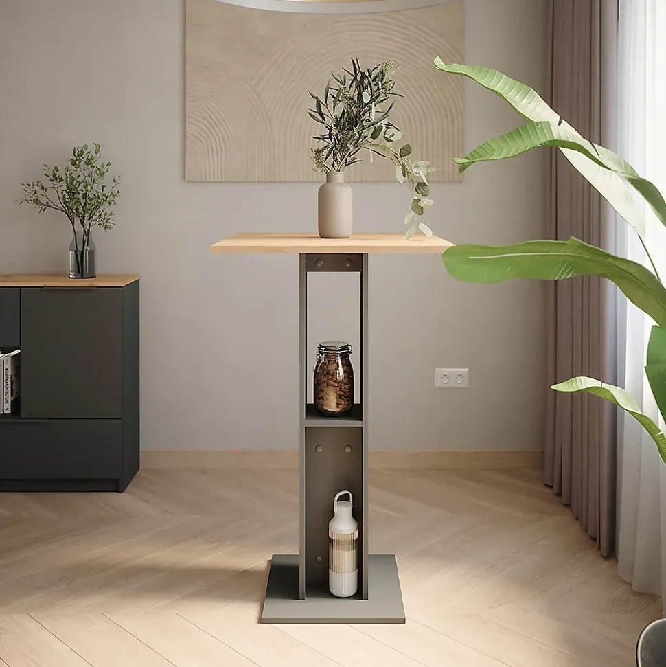 Vicco Table de bar Chêne doré/anthracite 65x65cm