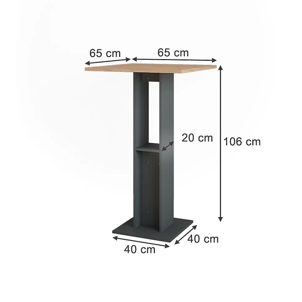 Vicco Table de bar Chêne doré/anthracite 65x65cm