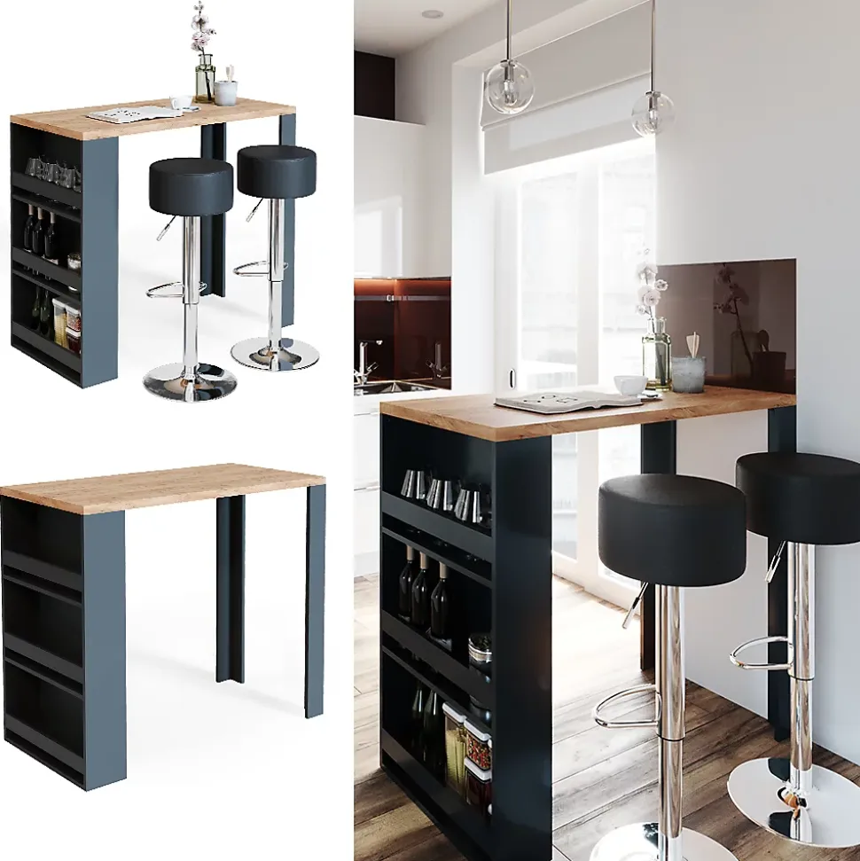 Vicco Table de bar Chêne 57x117cm