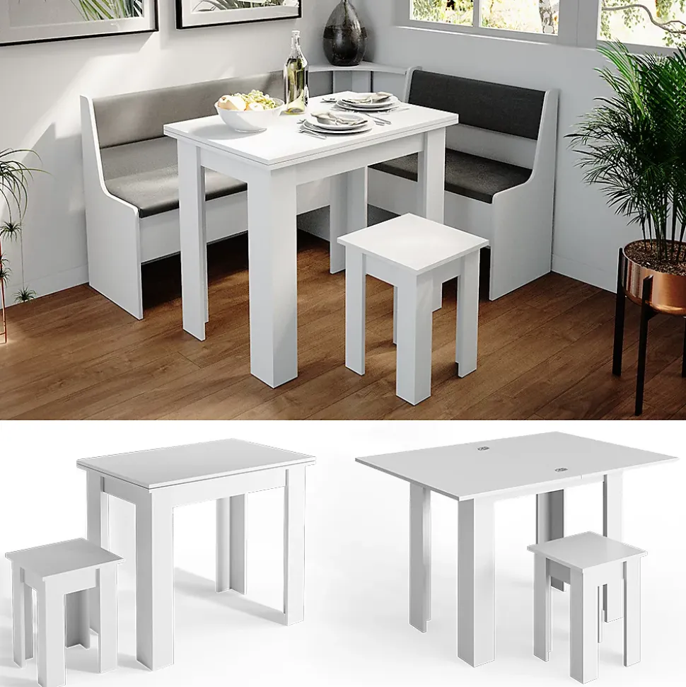 Vicco Table de salle à manger avec chaise Blanc 90x60cm