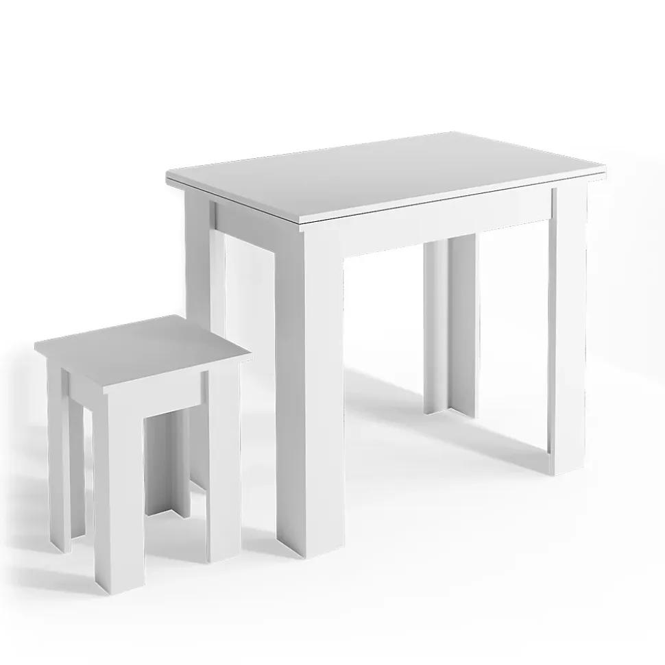 Vicco Table de salle à manger avec chaise Blanc 90x60cm