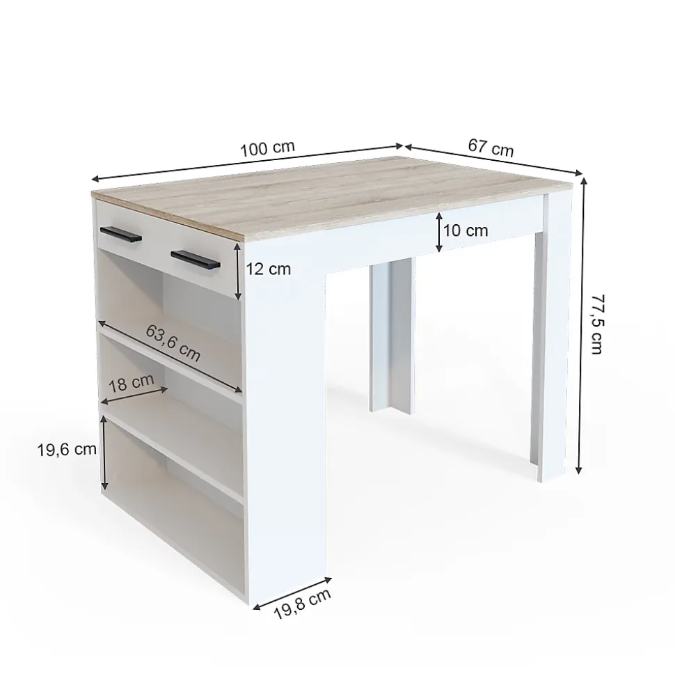 Vicco table de salle à manger Sonoma/blanc 67x100cm
