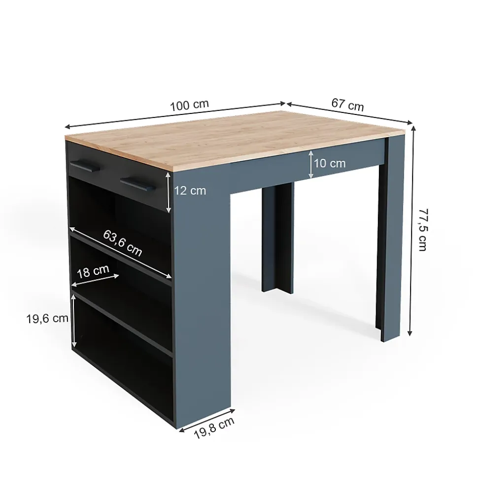 Vicco table de salle à manger Anthracite/chêne doré 67x100cm