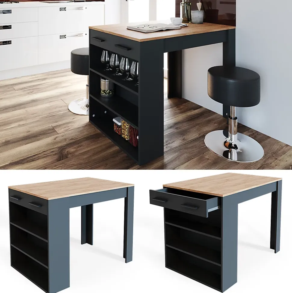 Vicco table de salle à manger Anthracite/chêne doré 67x100cm