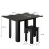 Vicco Table et tabouret Noir 90x60cm