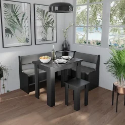 Vicco Table et tabouret Noir 90x60cm