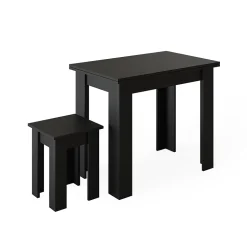 Vicco Table et tabouret Noir 90x60cm