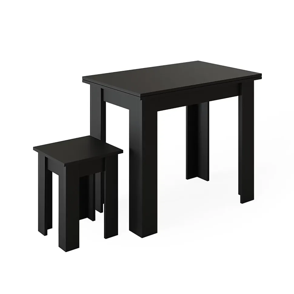 Vicco Table et tabouret Noir 90x60cm