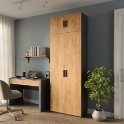 Vicco Étagère à dossiers Anthracite/chêne doré 80x223.8cm avec fixation darmoire
