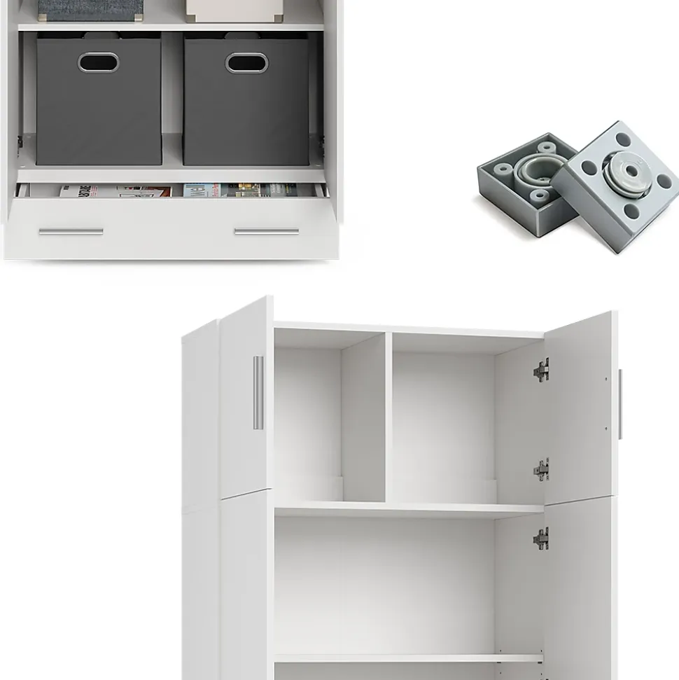 Vicco Étagère à dossiers Blanc 80x182.4cm avec rehausse darmoire et tiroir