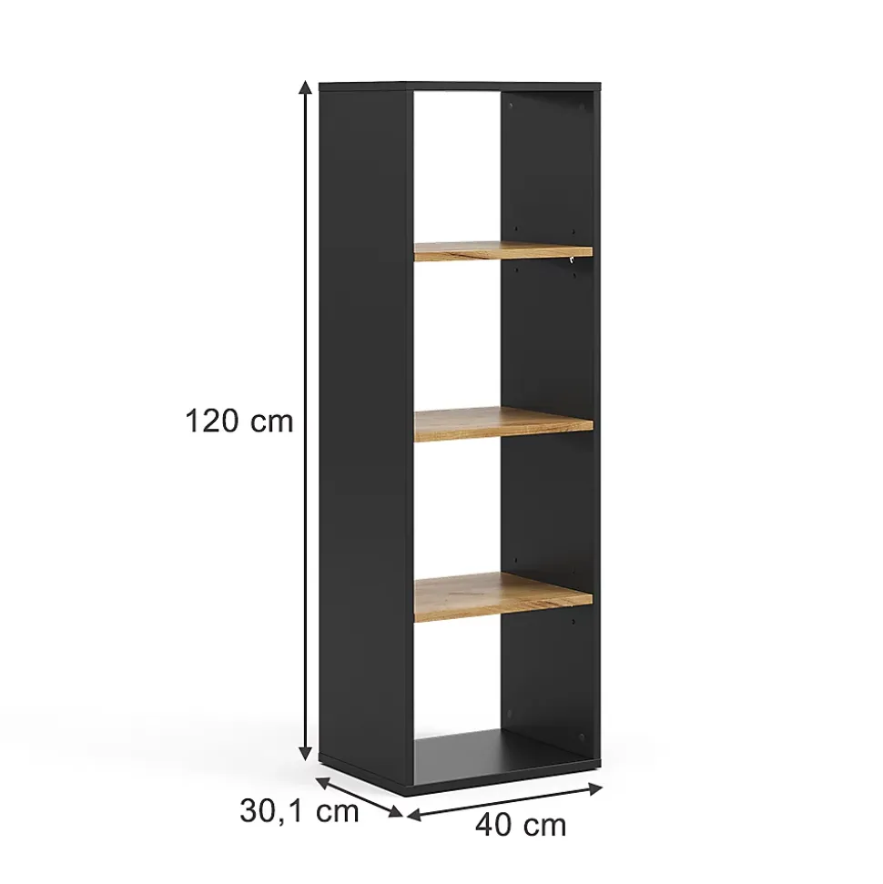 Vicco Étagère à livres Anthracite/chêne doré 40x120cm ,4 compartiments