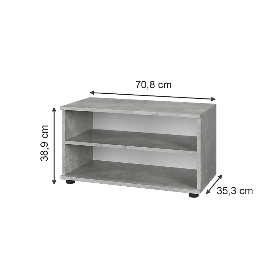 Vicco Étagère à livres Béton 70.8x38.9cm avec 2 compartiments